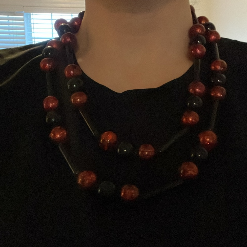 Handmade Necklace, bracelet and earrings red and black